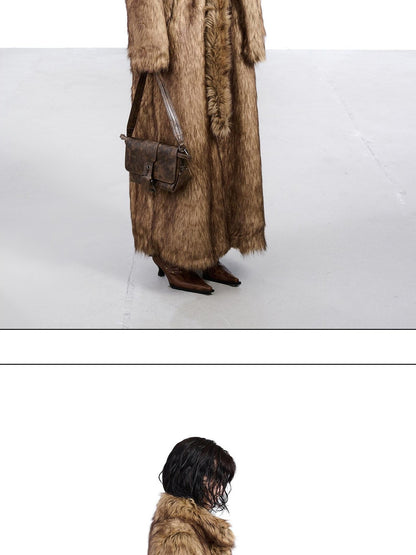 NORTH NODE Thick Faux Fur Stand Collar Oversized Pajama Style Women&