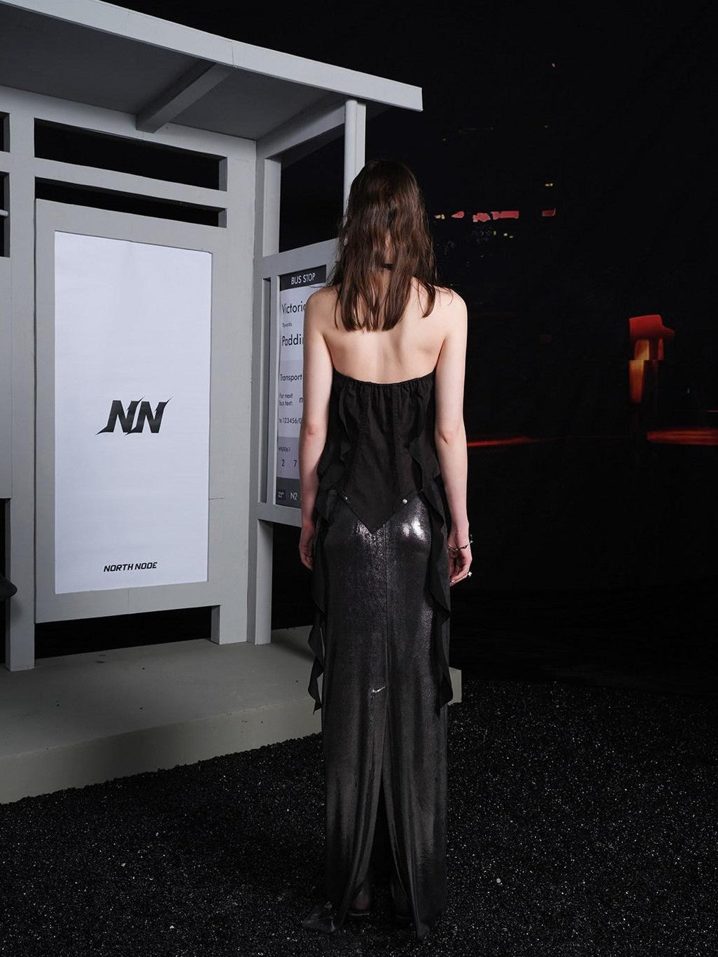 NORTH NODE Tie String Ruffle Halter Neck Adjustable Tie Back Women&