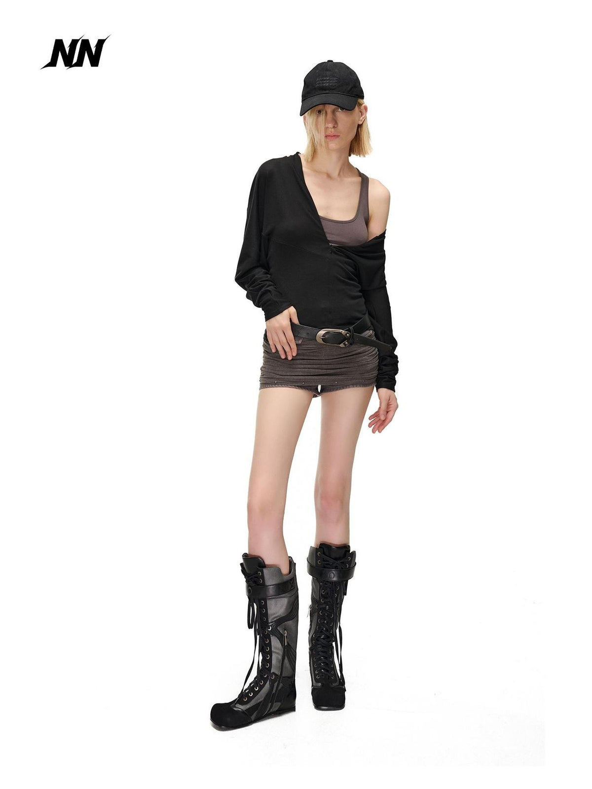 NORTH NODE Two Piece Zip Up Slim Fit Long Sleeve V-neck Women&