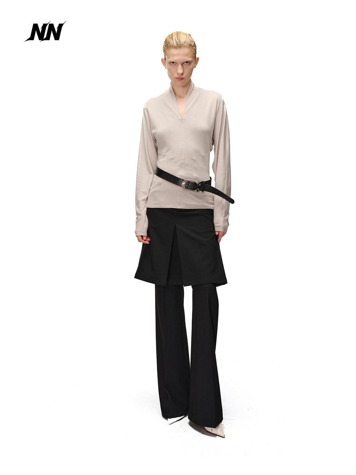 NORTH NODE Two Piece Zip Up Slim Fit Long Sleeve V-neck Women&