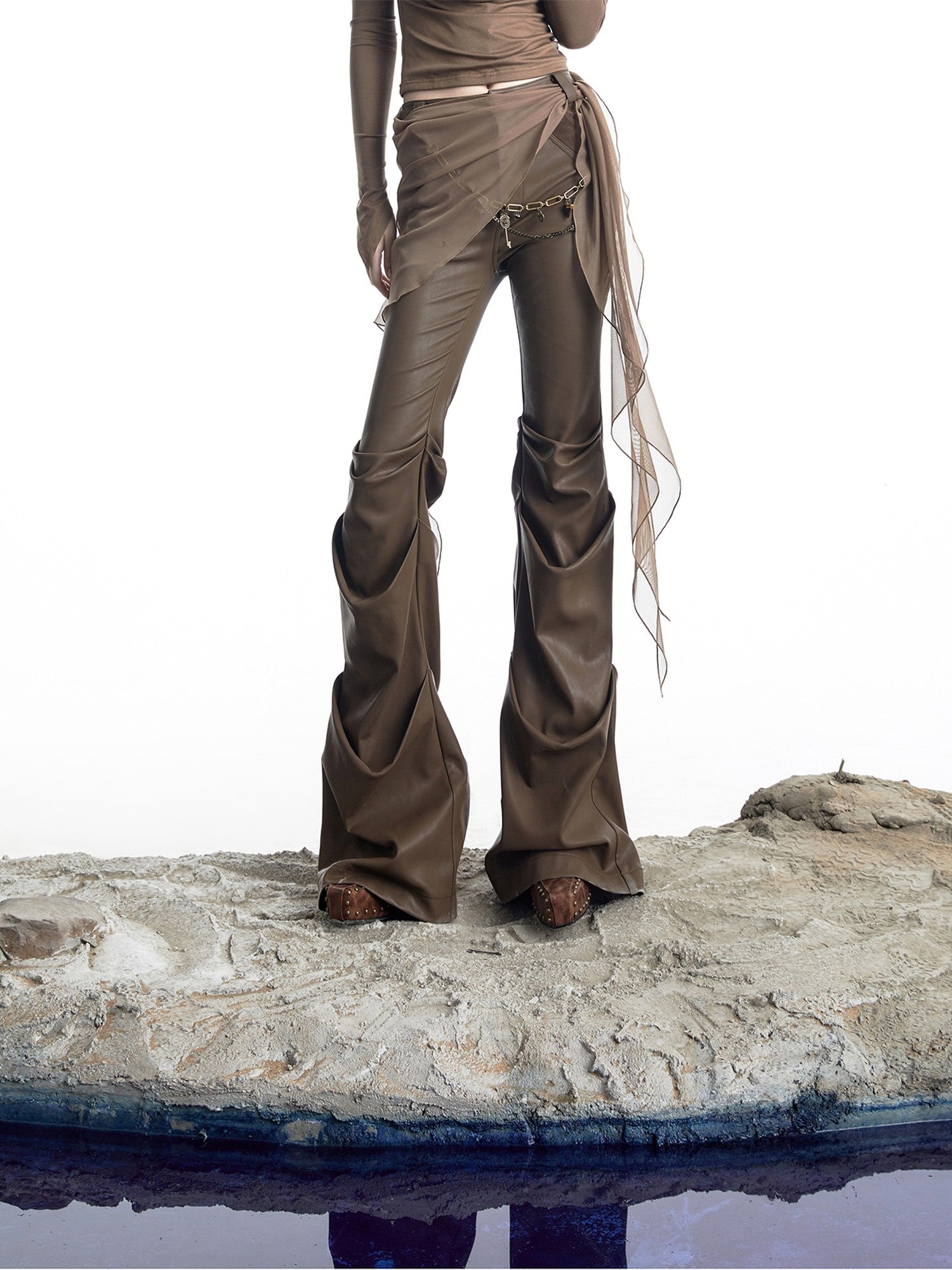NORTH NODE Urban Nomad Pleated Slim Micro Flare Women&
