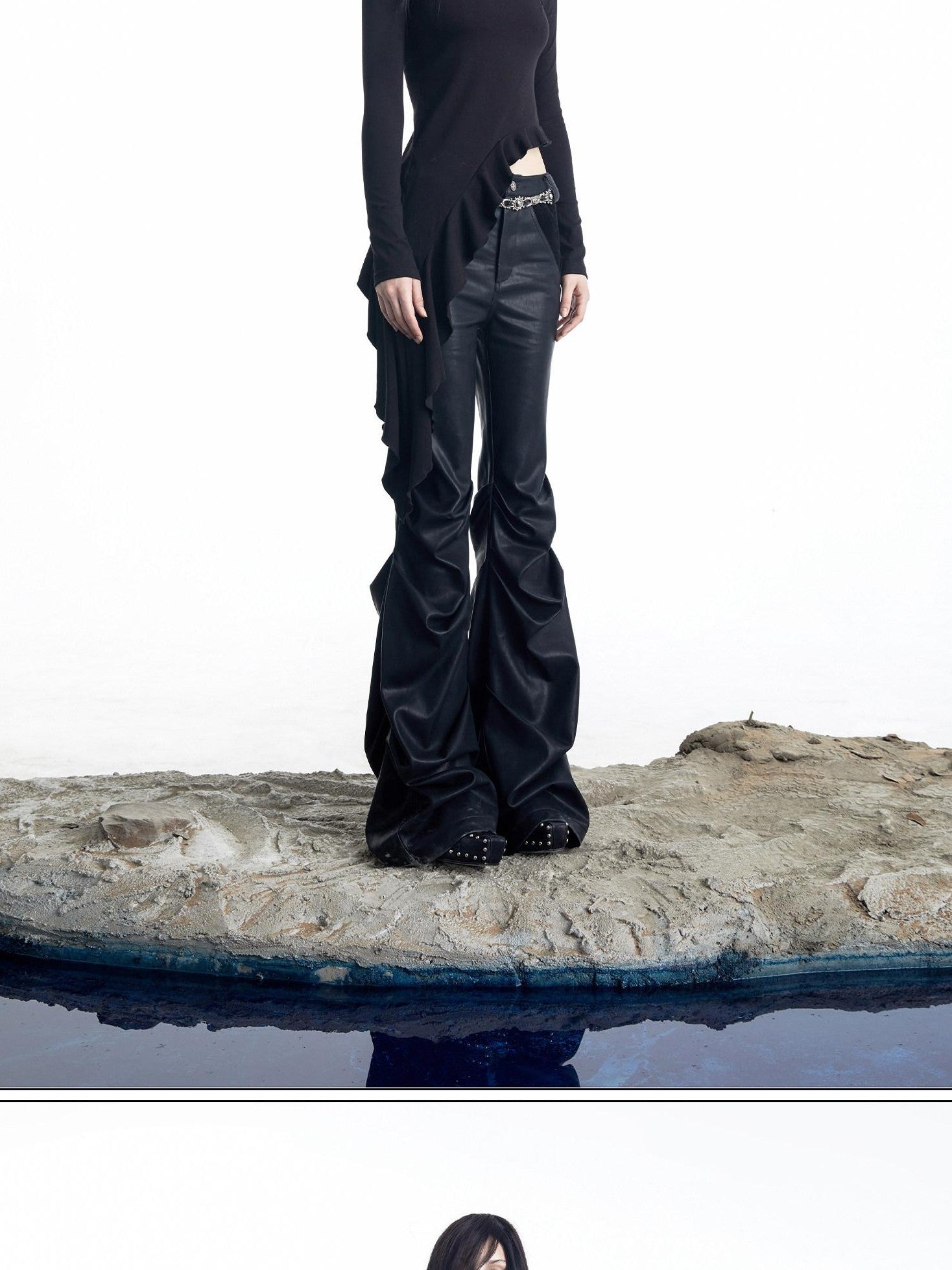 NORTH NODE Urban Nomad Pleated Slim Micro Flare Women&