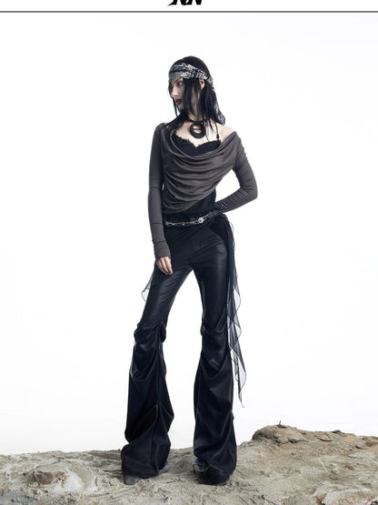 NORTH NODE Urban Nomad Pleated Slim Micro Flare Women&