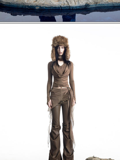 NORTH NODE Urban Nomad Pleated Slim Micro Flare Women&