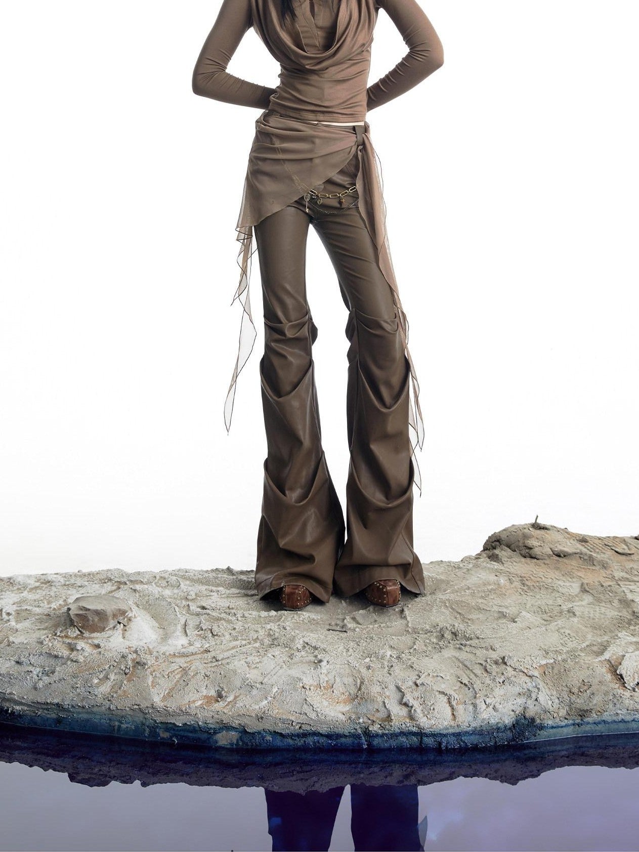 NORTH NODE Urban Nomad Pleated Slim Micro Flare Women&
