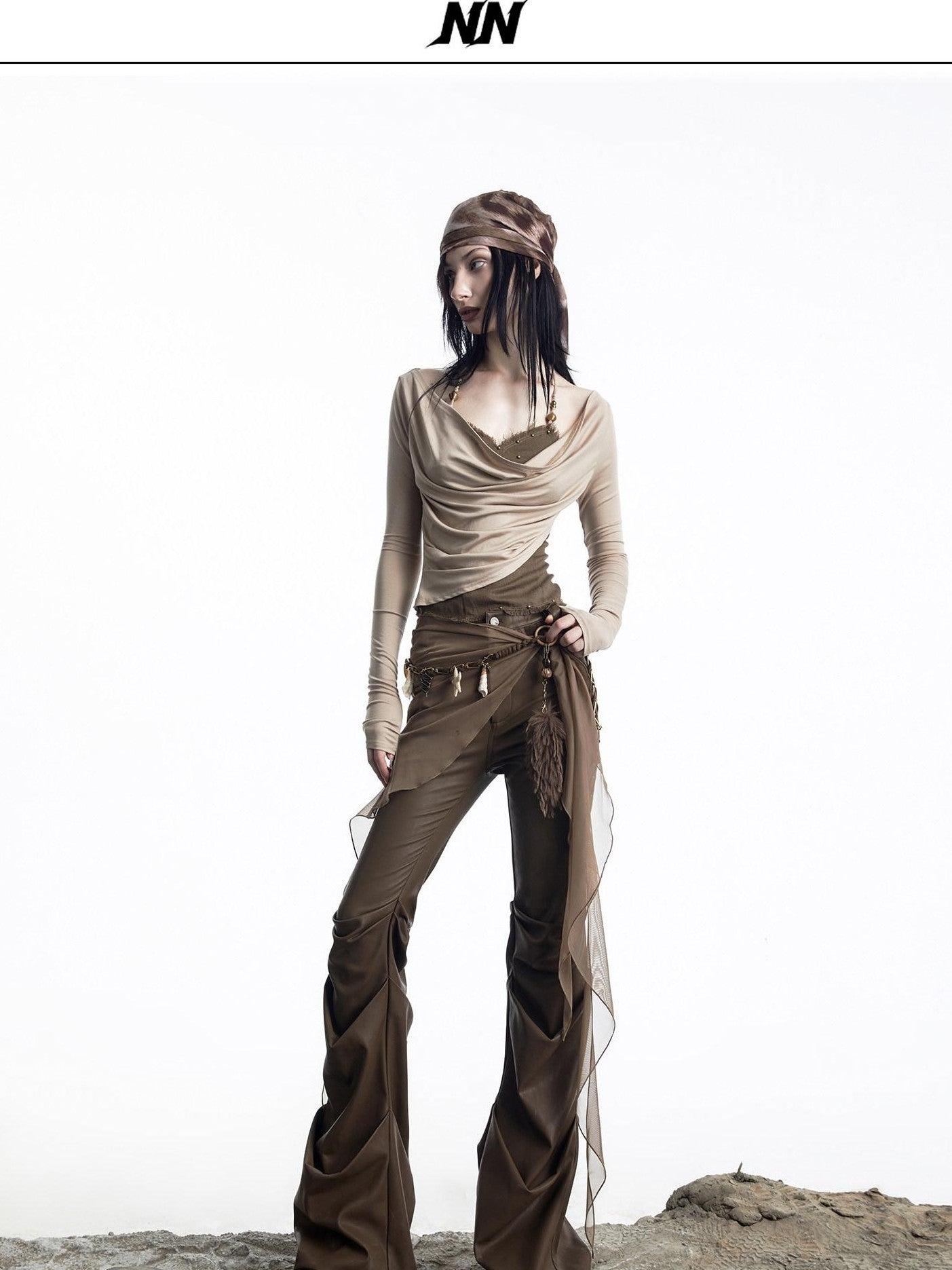 NORTH NODE Urban Nomad Pleated Slim Micro Flare Women&