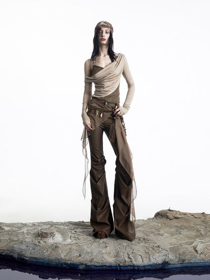 NORTH NODE Urban Nomad Pleated Slim Micro Flare Women&