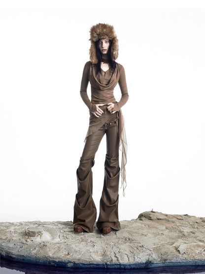NORTH NODE Urban Nomad Pleated Slim Micro Flare Women&