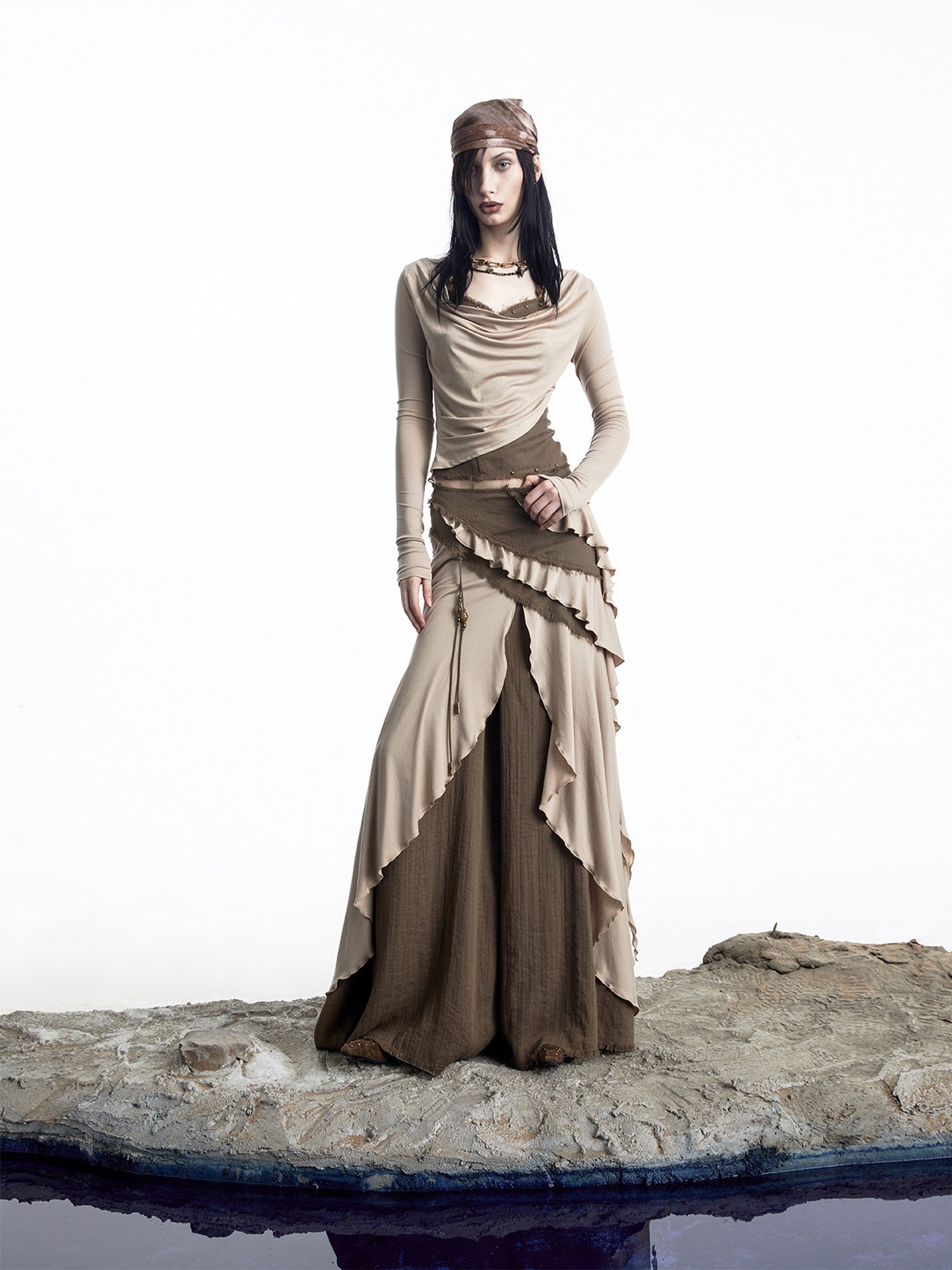 NORTH NODE Urban Nomad Spliced Faux Two Piece Halter Women&