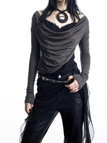NORTH NODE Urban Nomad Spliced Faux Two Piece Halter Women&