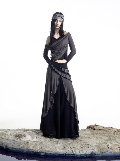 NORTH NODE Urban Nomad Spliced Faux Two Piece Halter Women&