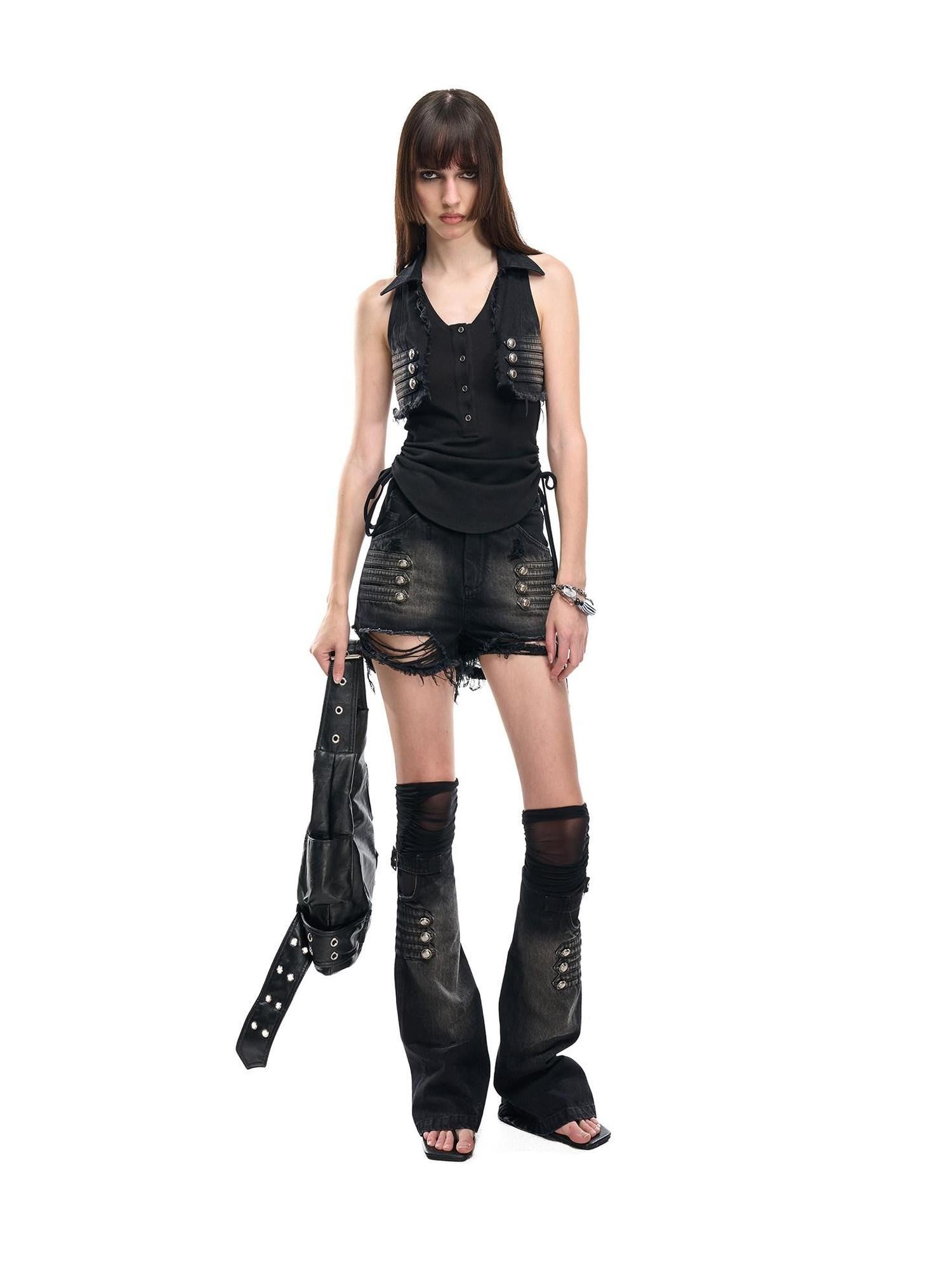 NORTH NODE V-neck Button Spliced Turn Down Collar Women&