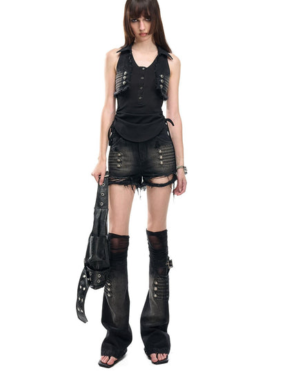 NORTH NODE V-neck Button Spliced Turn Down Collar Women&