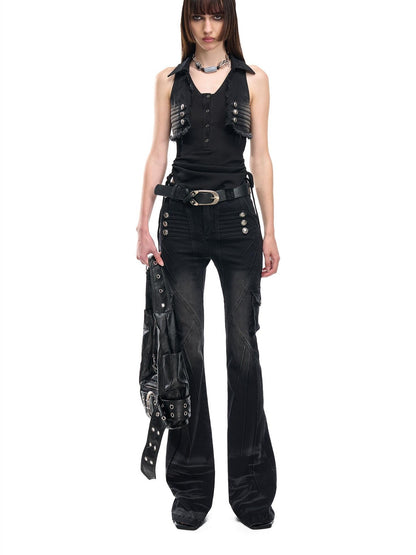 NORTH NODE V-neck Button Spliced Turn Down Collar Women&