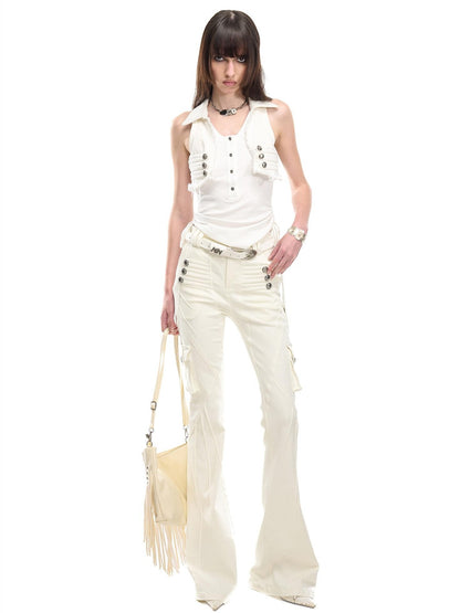 NORTH NODE V-neck Button Spliced Turn Down Collar Women&