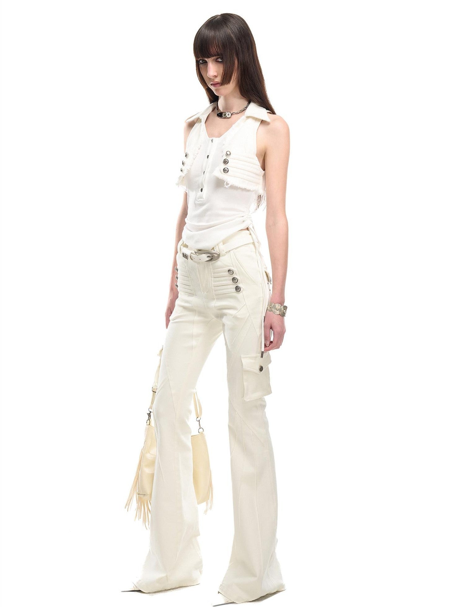 NORTH NODE V-neck Button Spliced Turn Down Collar Women&