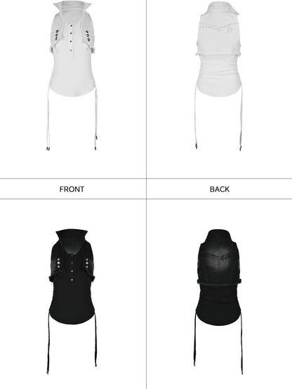 NORTH NODE V-neck Button Spliced Turn Down Collar Women&