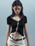 NORTH_NODE_V-neck_Cutout_Beaded_Tie_Short_Sleeve_Women&