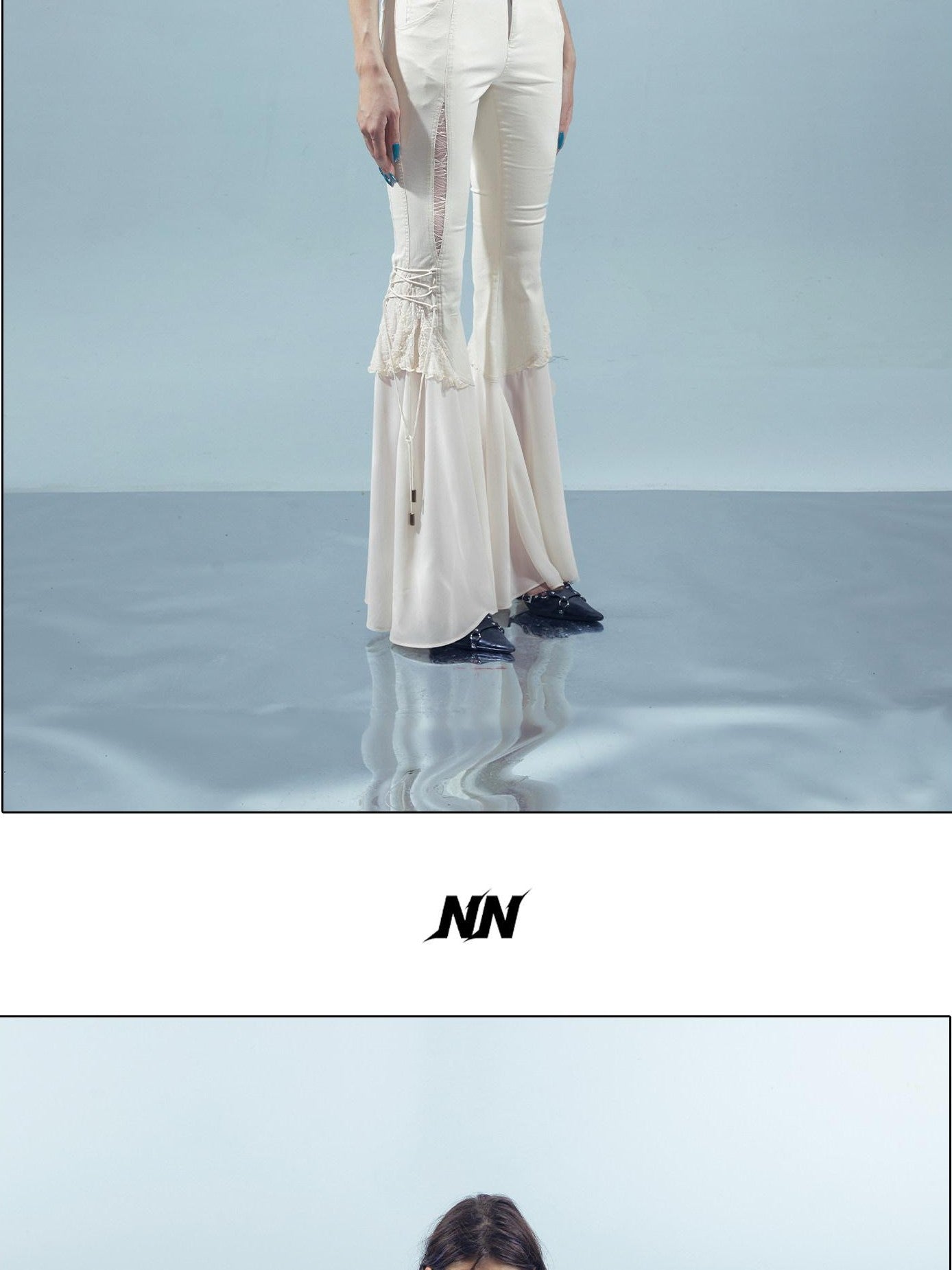 NORTH NODE V-neck Cutout Beaded Tie Short Sleeve Women&