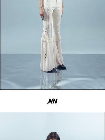 NORTH NODE V-neck Cutout Beaded Tie Short Sleeve Women&