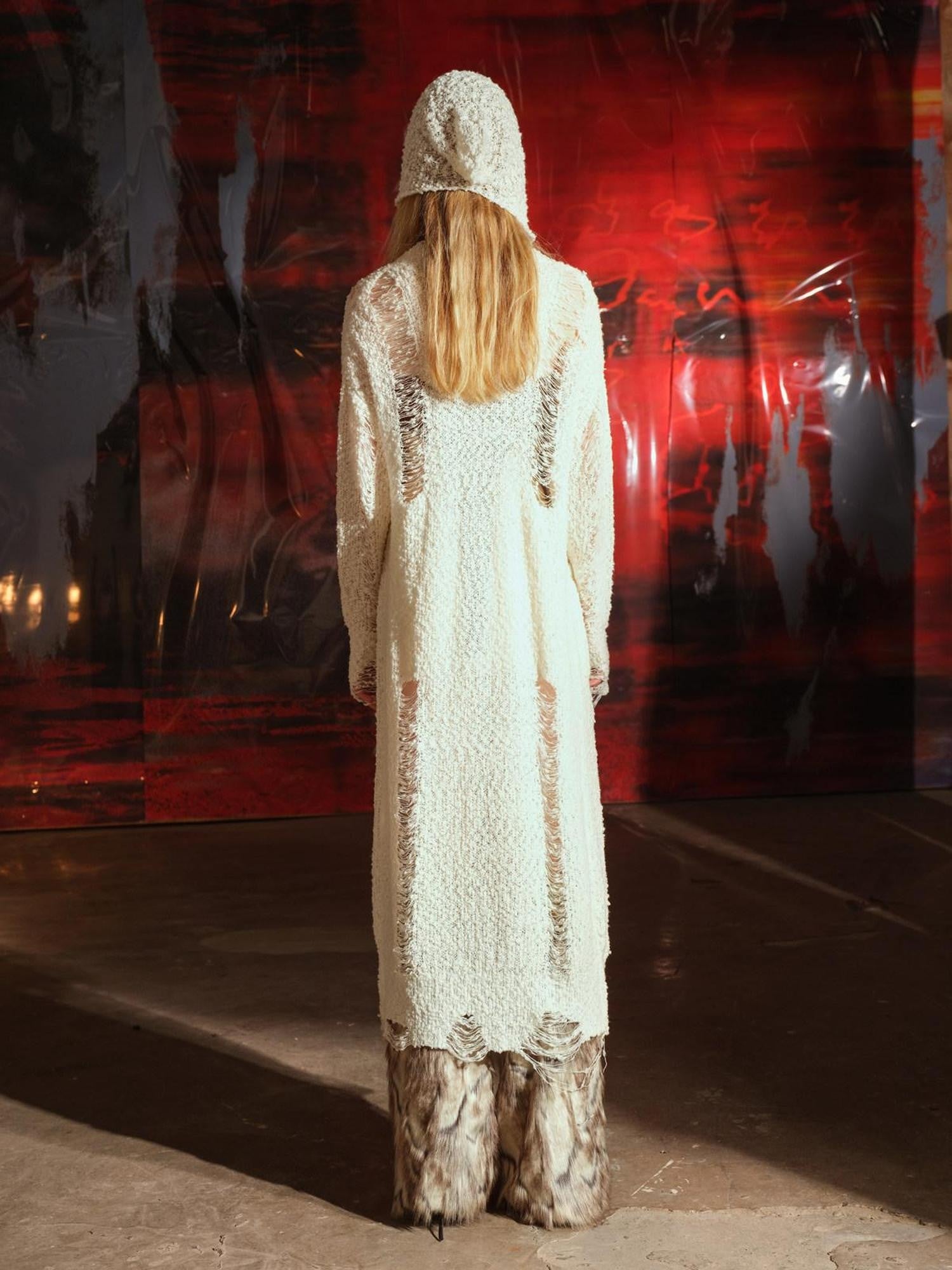 NORTH NODE V-neck Oversized Distressed Hole Single Button Women&