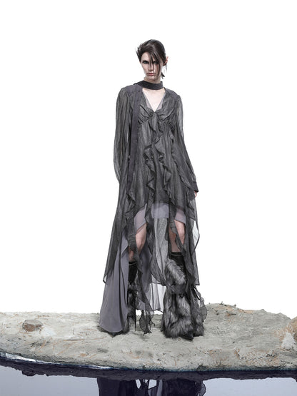NORTH_NODE_V-neck_Patchwork_Ruffle_Irregular_Women&