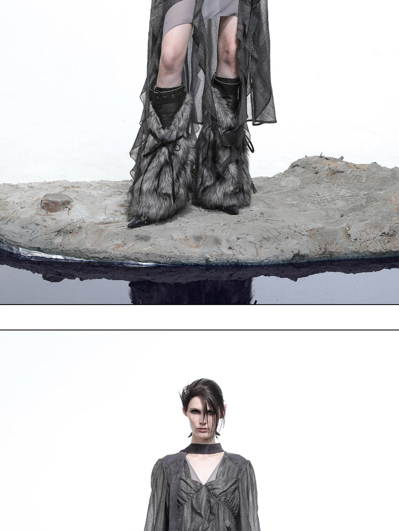 NORTH NODE V-neck Patchwork Ruffle Irregular Women&