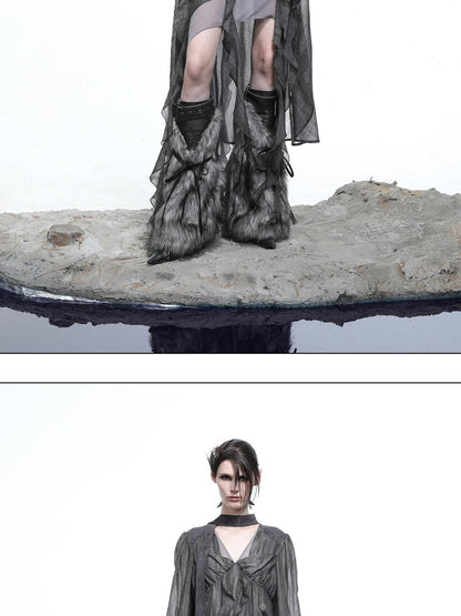 NORTH NODE V-neck Patchwork Ruffle Irregular Women&