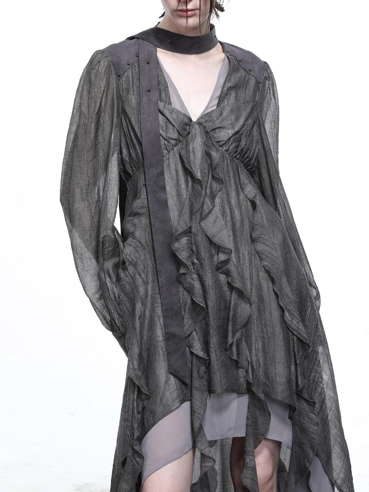 NORTH NODE V-neck Patchwork Ruffle Irregular Women&