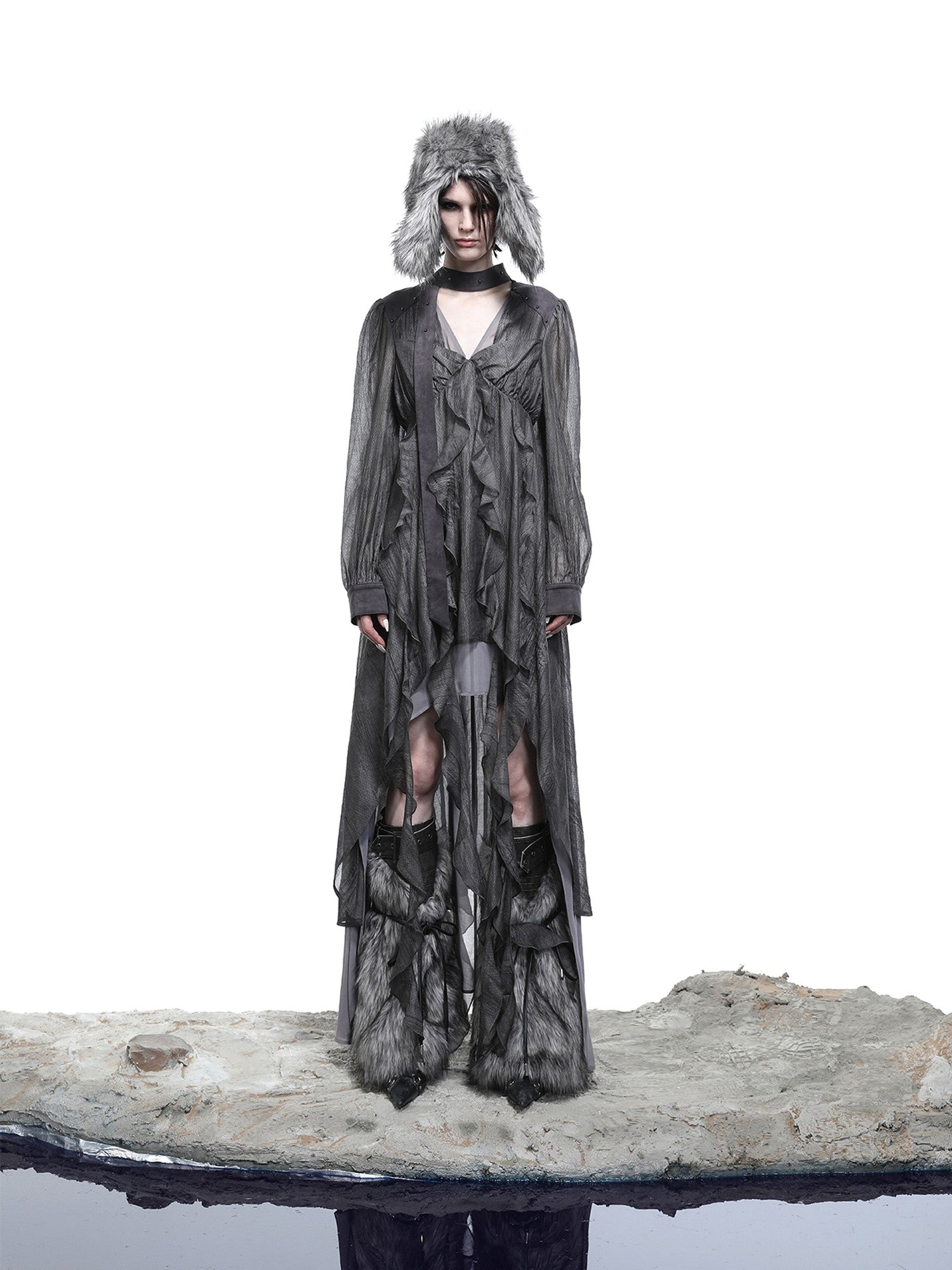NORTH NODE V-neck Patchwork Ruffle Irregular Women&
