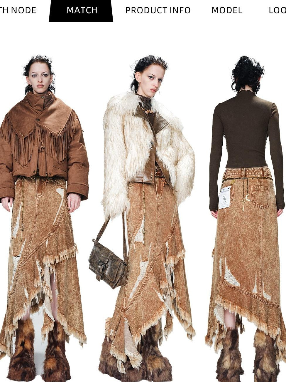 NORTH NODE Vintage Aline Irregular Frayed Women&
