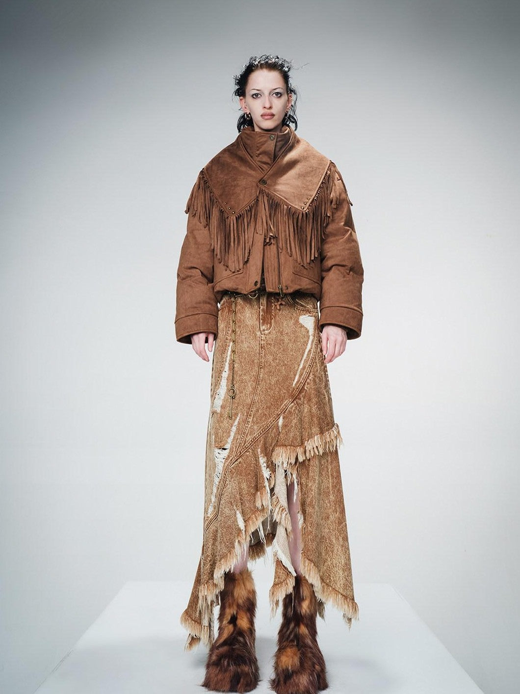 NORTH NODE Vintage Aline Irregular Frayed Women&