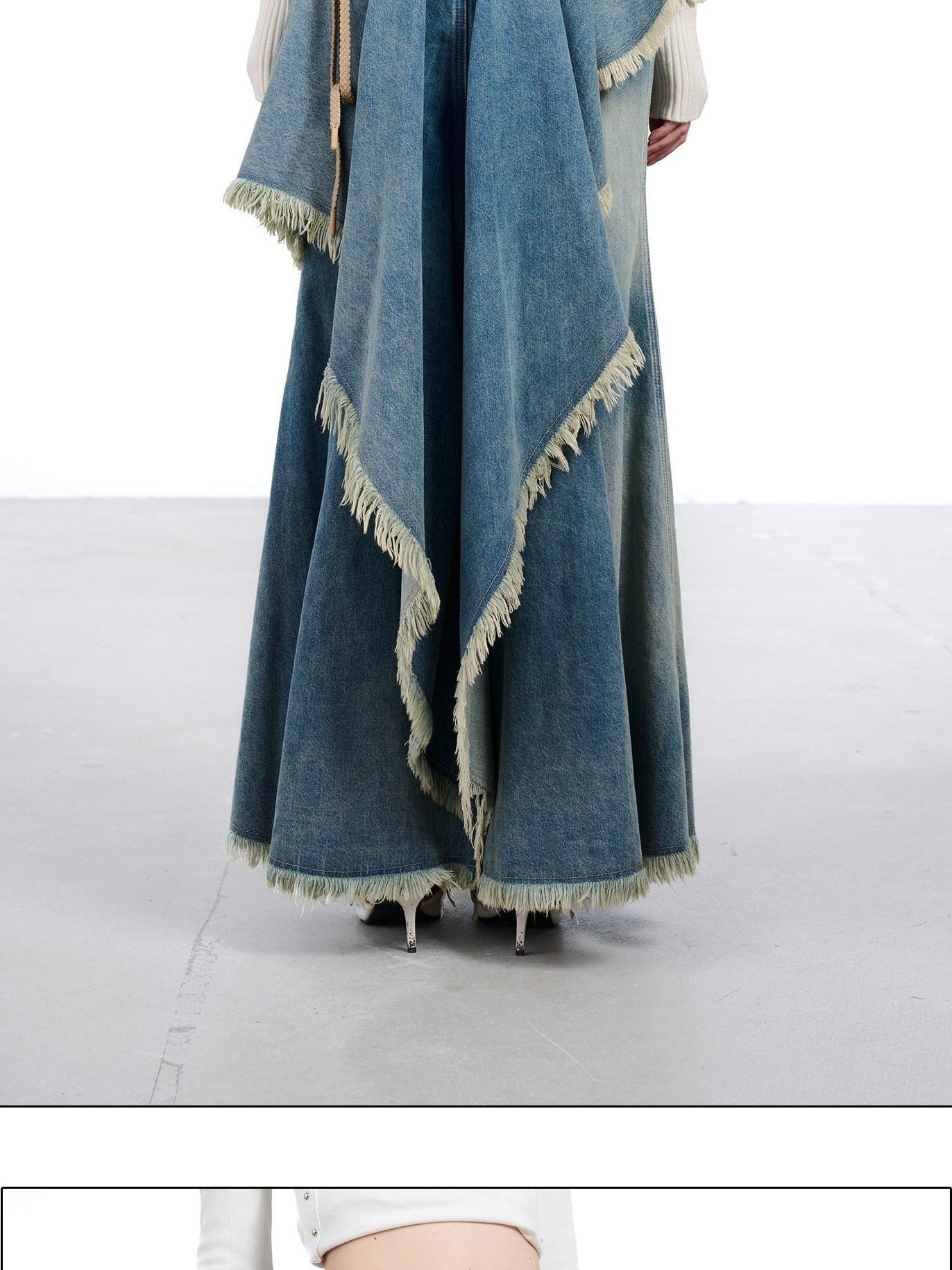 NORTH NODE Vintage Blue Washed Distressed Asymmetrical Raw Hem Women&