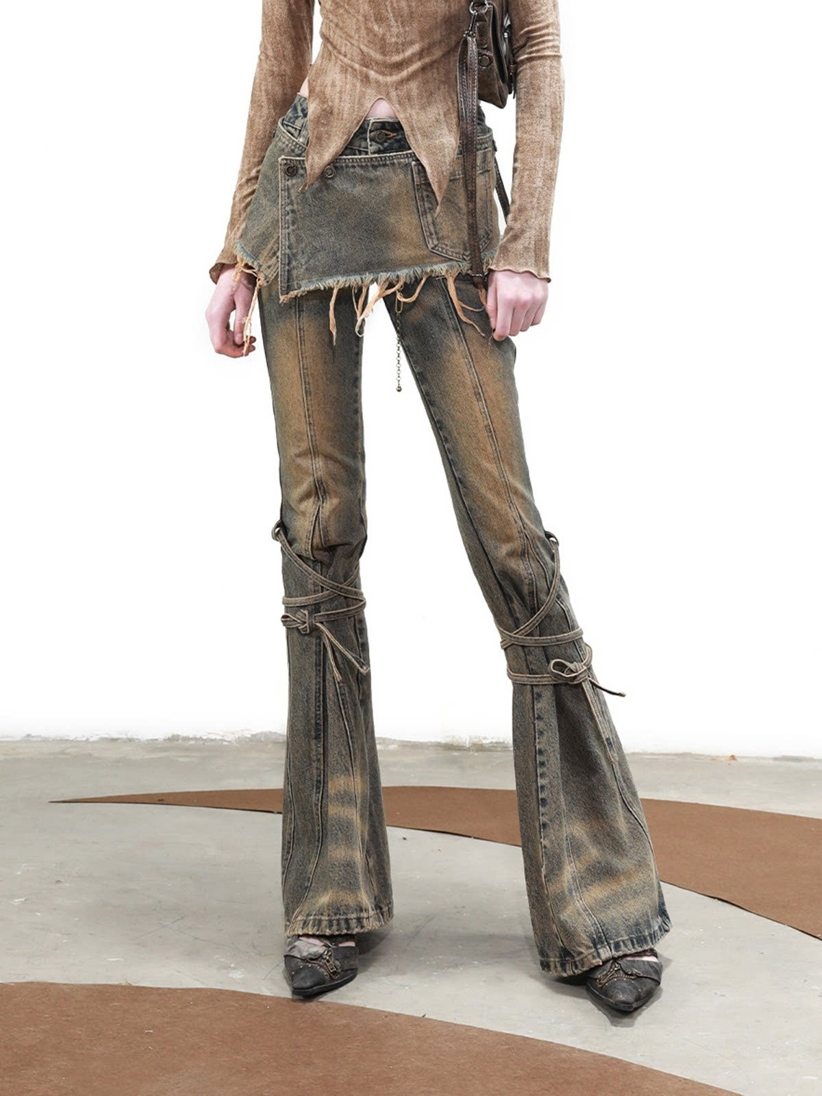 NORTH_NODE_Vintage_Distressed_Wash_Tie_Waist_Skort_Women&