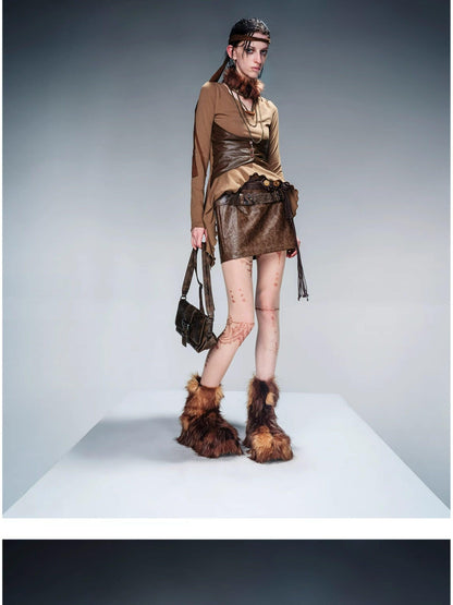 NORTH NODE Vintage Double Belt Tassel Women&