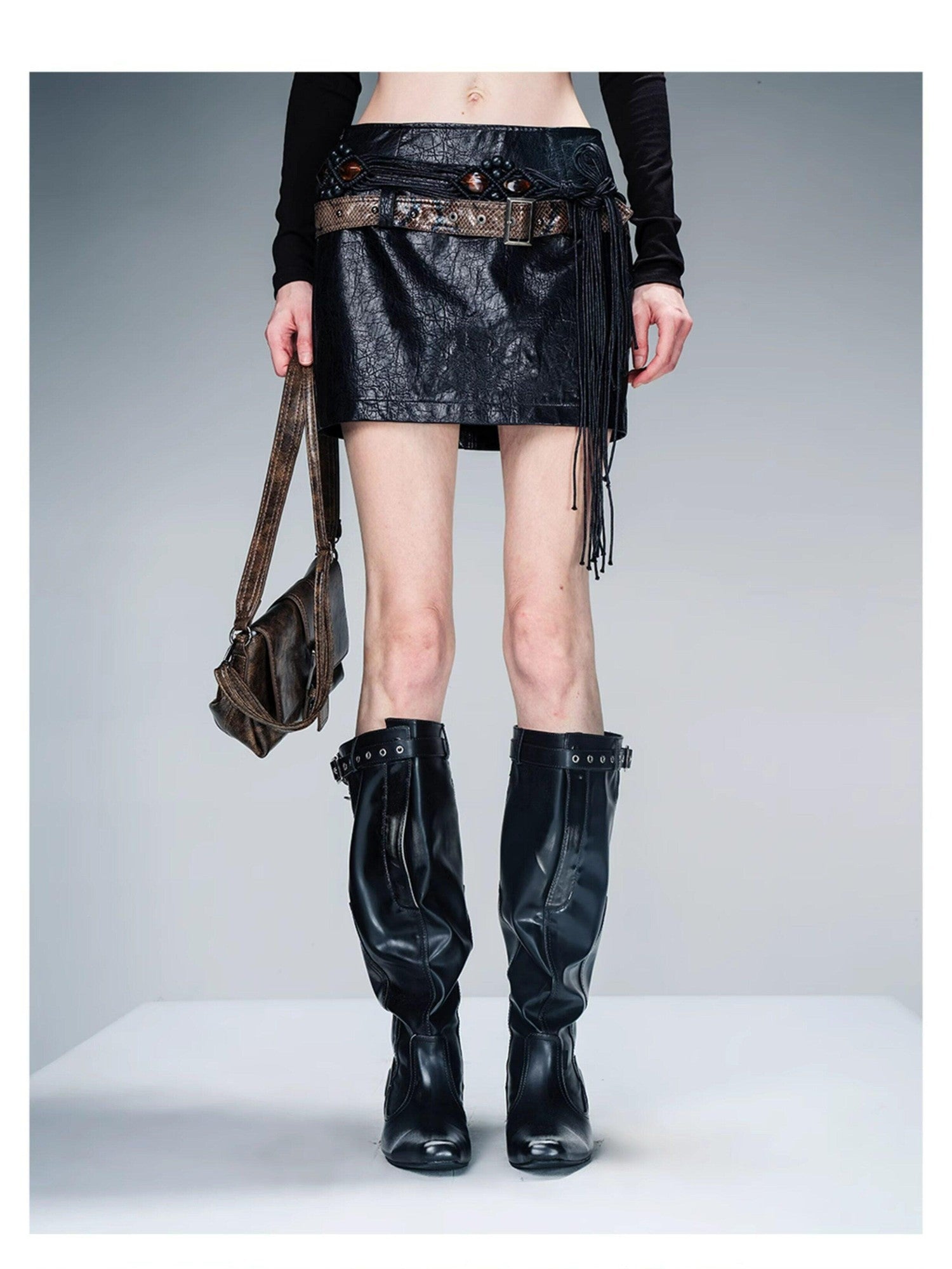 NORTH NODE Vintage Double Belt Tassel Women&