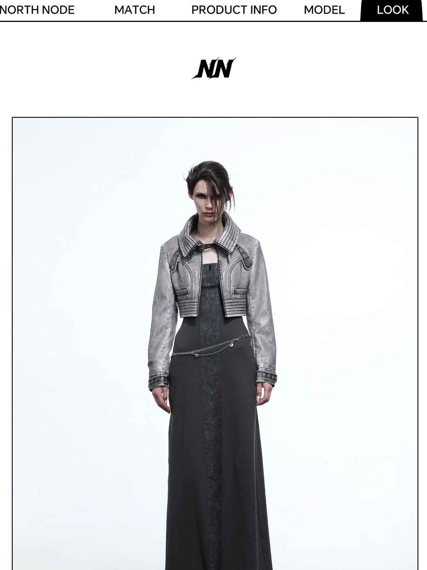 NORTH NODE Washed Biker Zipper Slim Lapel Short Women&