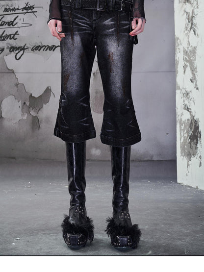 NORTH NODE Washed Black Rust Distressed Bootcut Women&