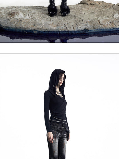 NORTH NODE Washed Black Rust Distressed Bootcut Women&