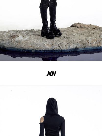 NORTH NODE Washed Black Rust Distressed Bootcut Women&