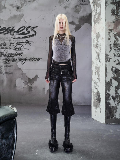 NORTH NODE Washed Black Rust Distressed Bootcut Women&