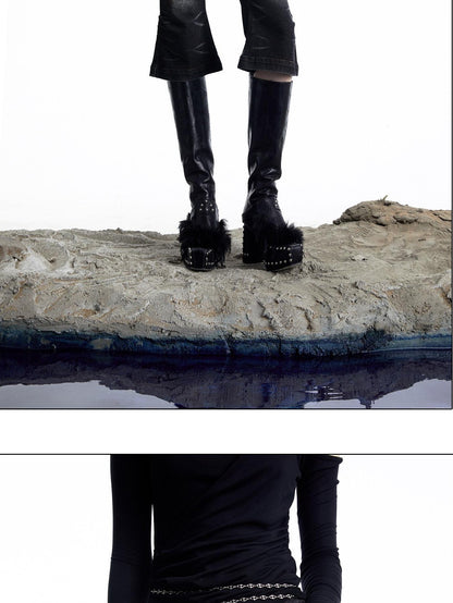 NORTH NODE Washed Black Rust Distressed Bootcut Women&
