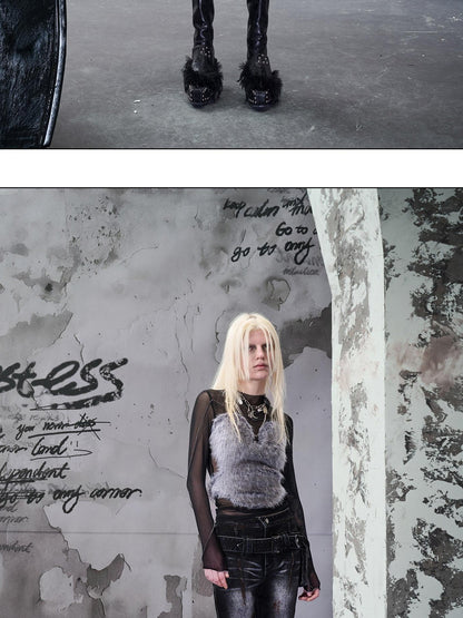 NORTH NODE Washed Black Rust Distressed Bootcut Women&