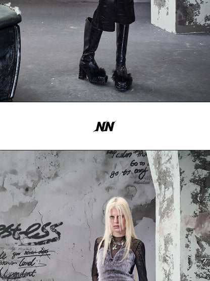 NORTH NODE Washed Black Rust Distressed Bootcut Women&