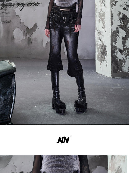 NORTH NODE Washed Black Rust Distressed Bootcut Women&