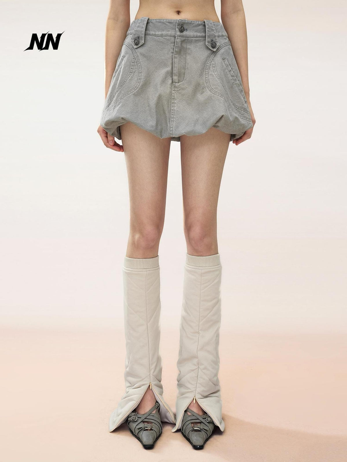 NORTH NODE Washed Bloom A Line Front Zip Women&