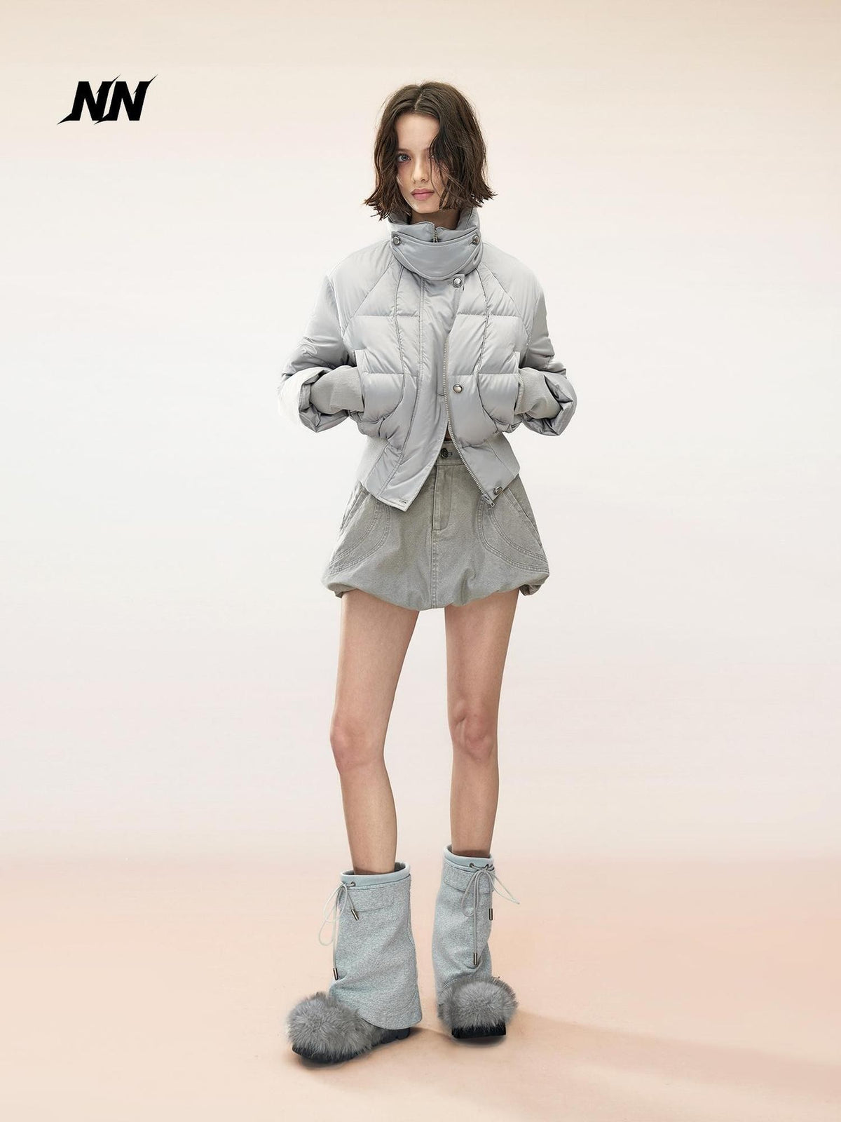 NORTH NODE Washed Bloom A Line Front Zip Women&