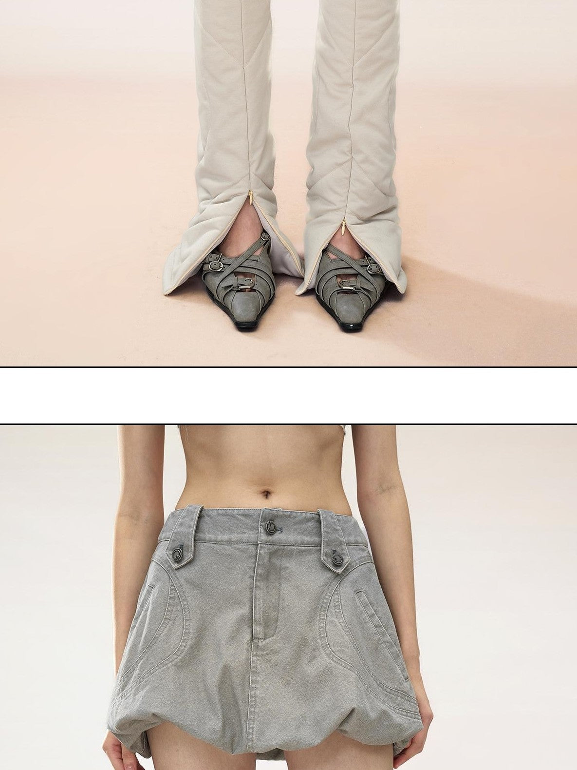 NORTH NODE Washed Bloom A Line Front Zip Women&