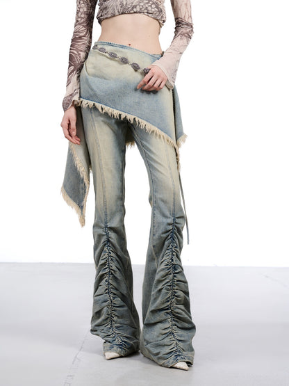 NORTH_NODE_Washed_Blue_Ruched_Pleat_Stretch_Slimming_Women&