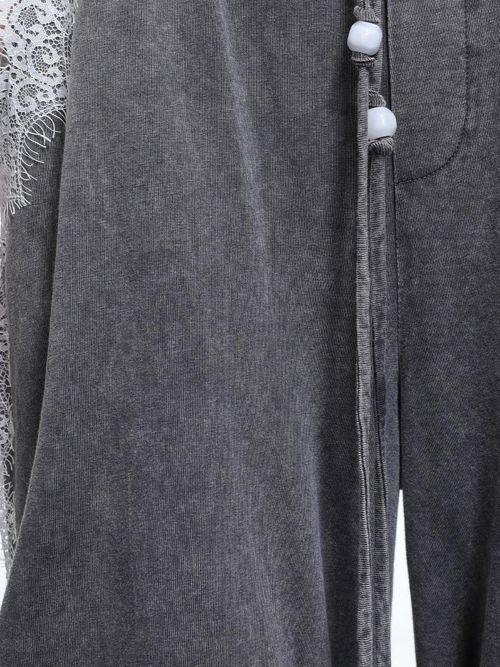 NORTH NODE Washed Casual Lace Panel Elastic Waist Women&